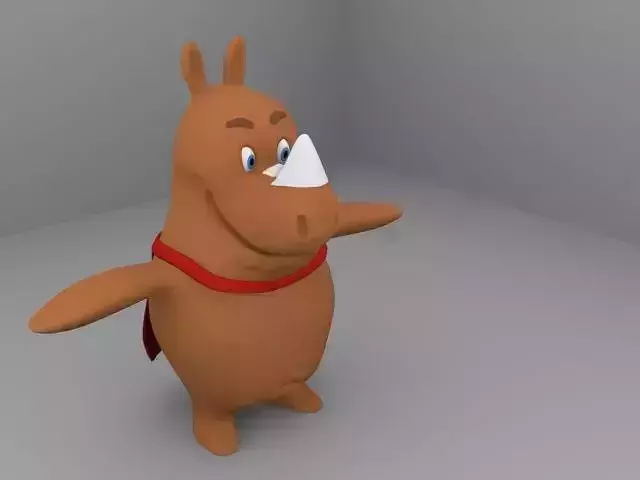Cute Rhinoceros Cartoon Hero