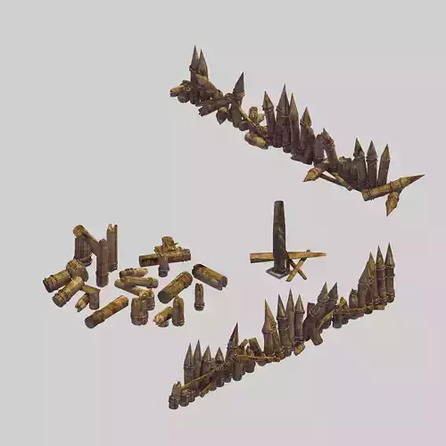 Game Wooden Pole - Broken Fence 03