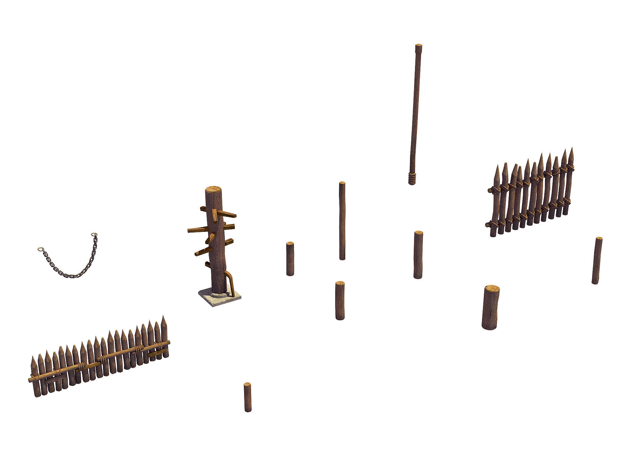 Game Wood Pile - Wooden Pile - Fence 3D model_1