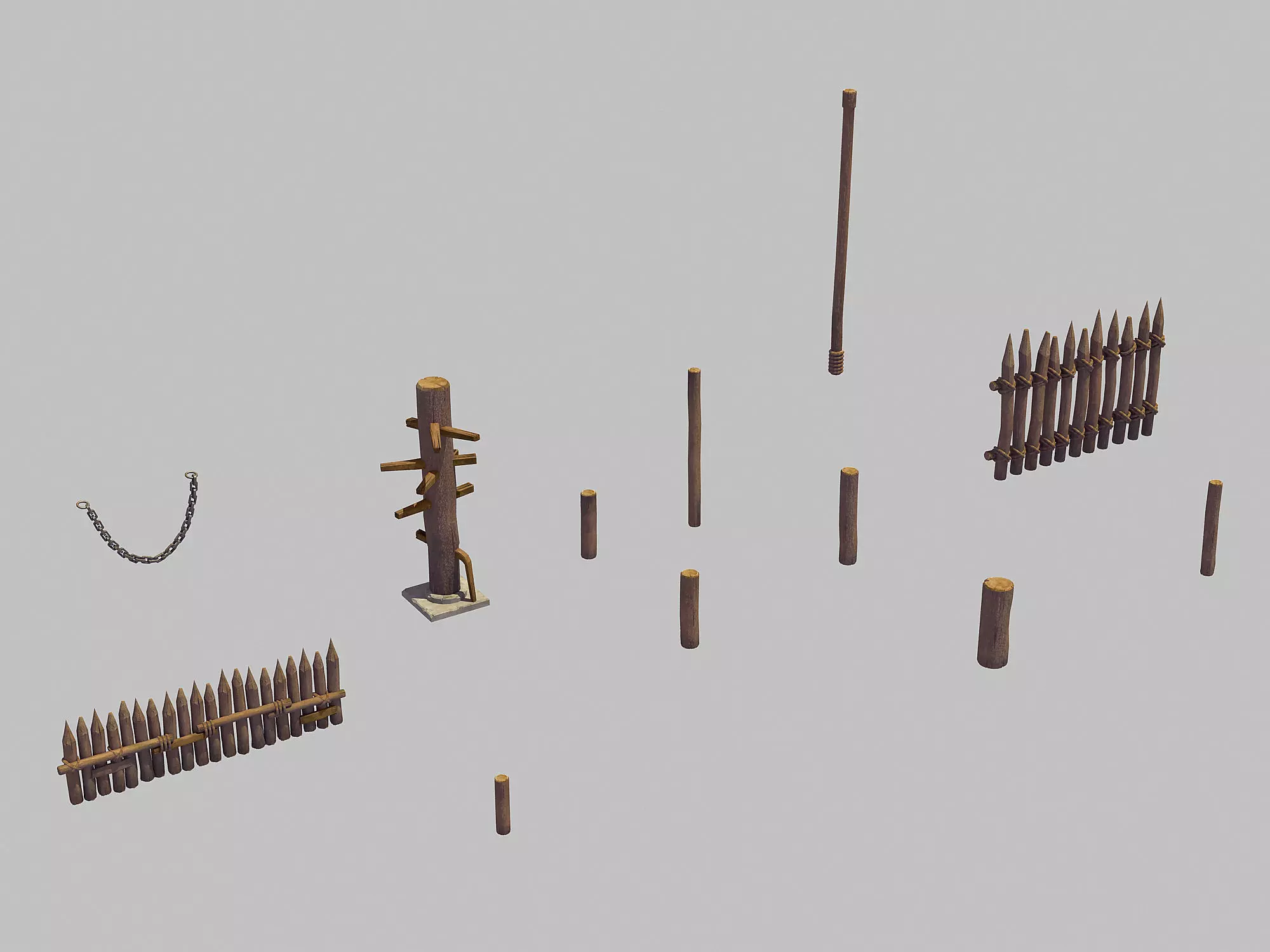 Game Wood Pile - Wooden Pile - Fence 3D model_0