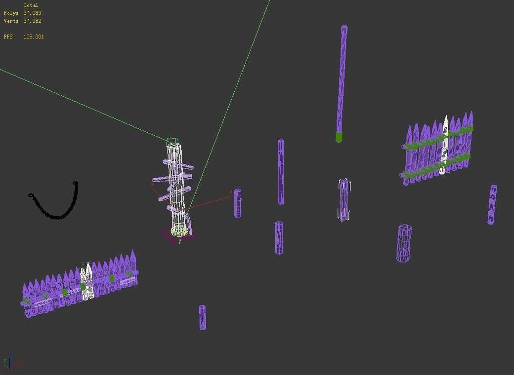 Game Wood Pile - Wooden Pile - Fence 3D model_4