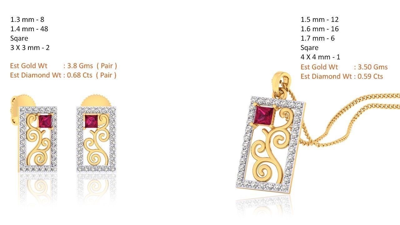 Women pendant earrings set 3dm mgx render detail 3D print model_1