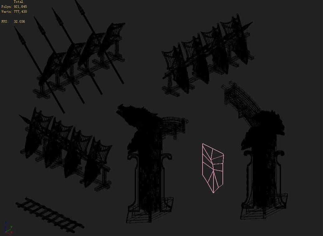 GameNagisen Grassland - Goblin Barracks Gate 01 3D model_5