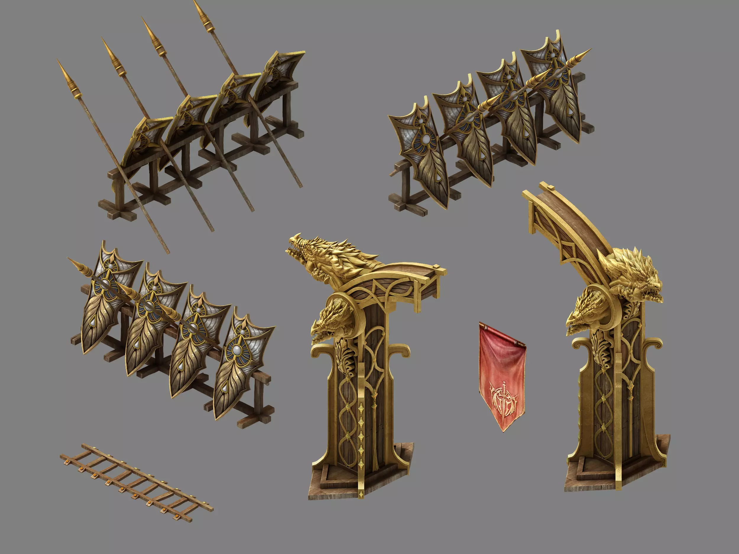 GameNagisen Grassland - Goblin Barracks Gate 01 3D model_0