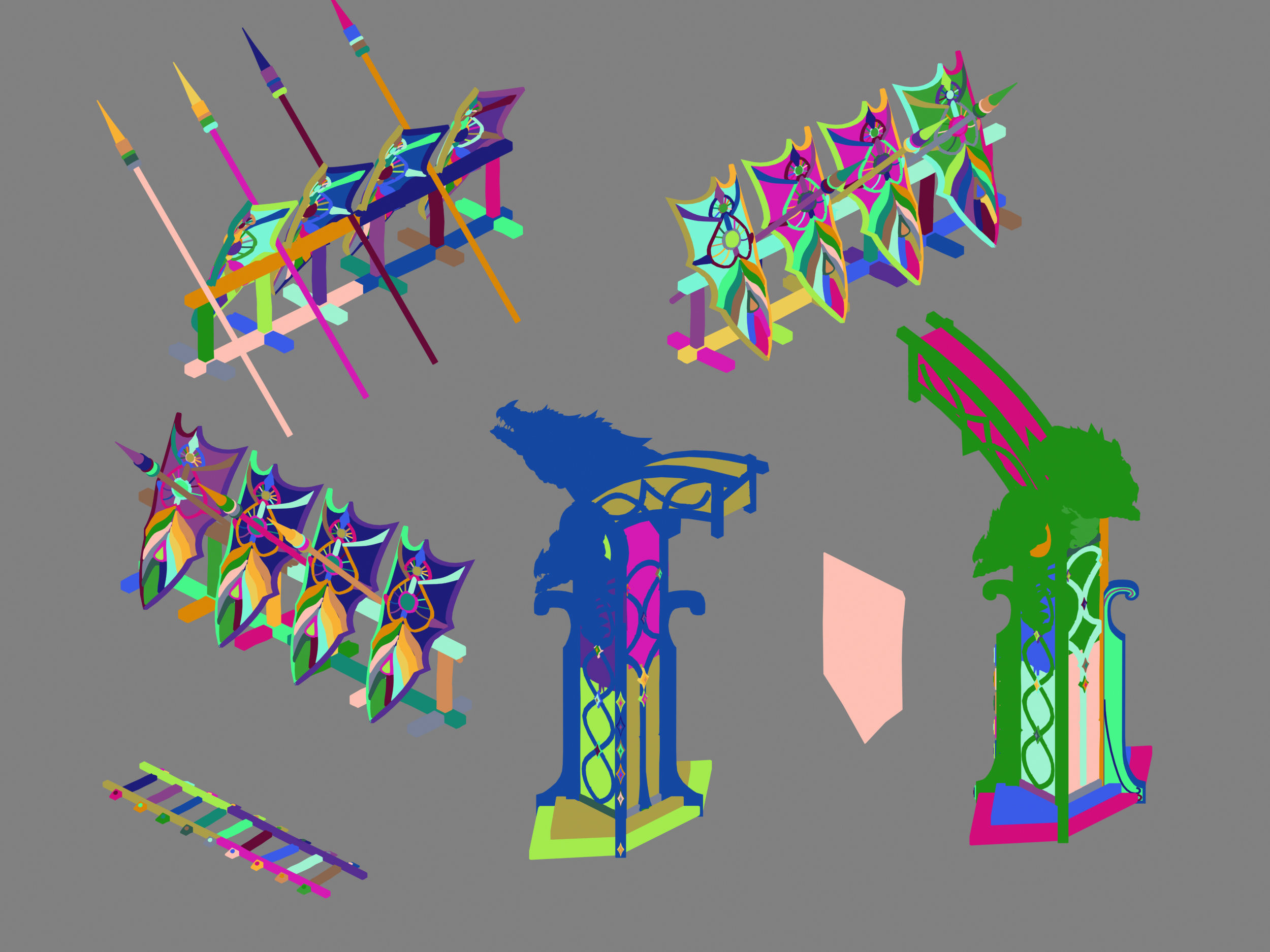 GameNagisen Grassland - Goblin Barracks Gate 01 3D model_3