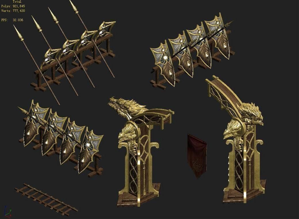 GameNagisen Grassland - Goblin Barracks Gate 01 3D model_4