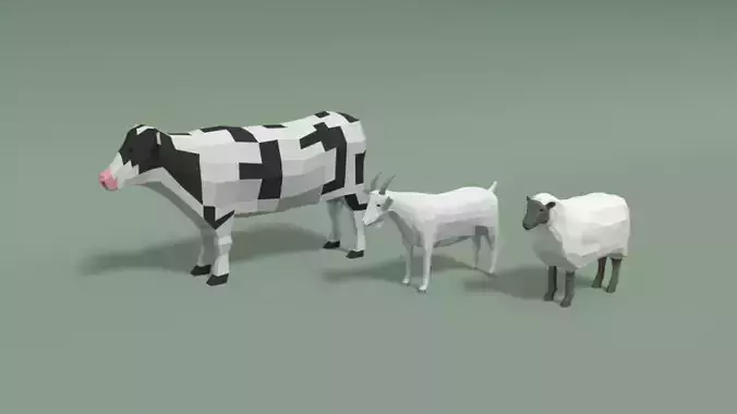 Low Poly Cartoon Domestic Animals Collection V2 