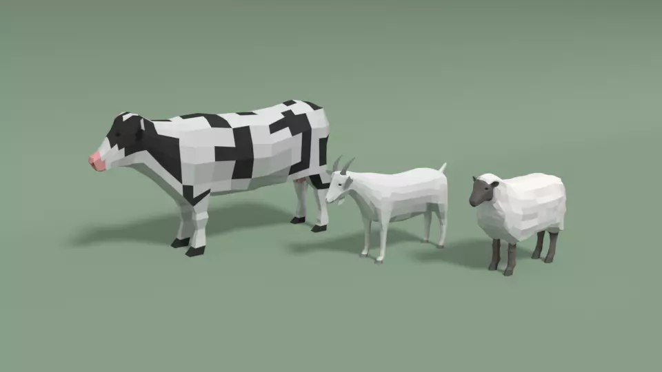 Low Poly Cartoon Domestic Animals Collection V2 _0