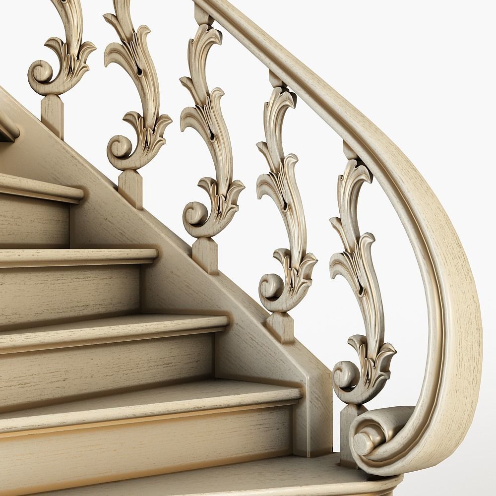 Stairs two spiral staircases 3D model_2