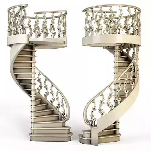 Stairs two spiral staircases 3D model