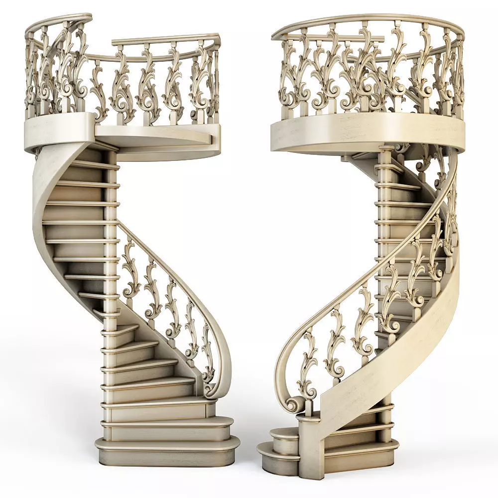 Stairs two spiral staircases 3D model_0