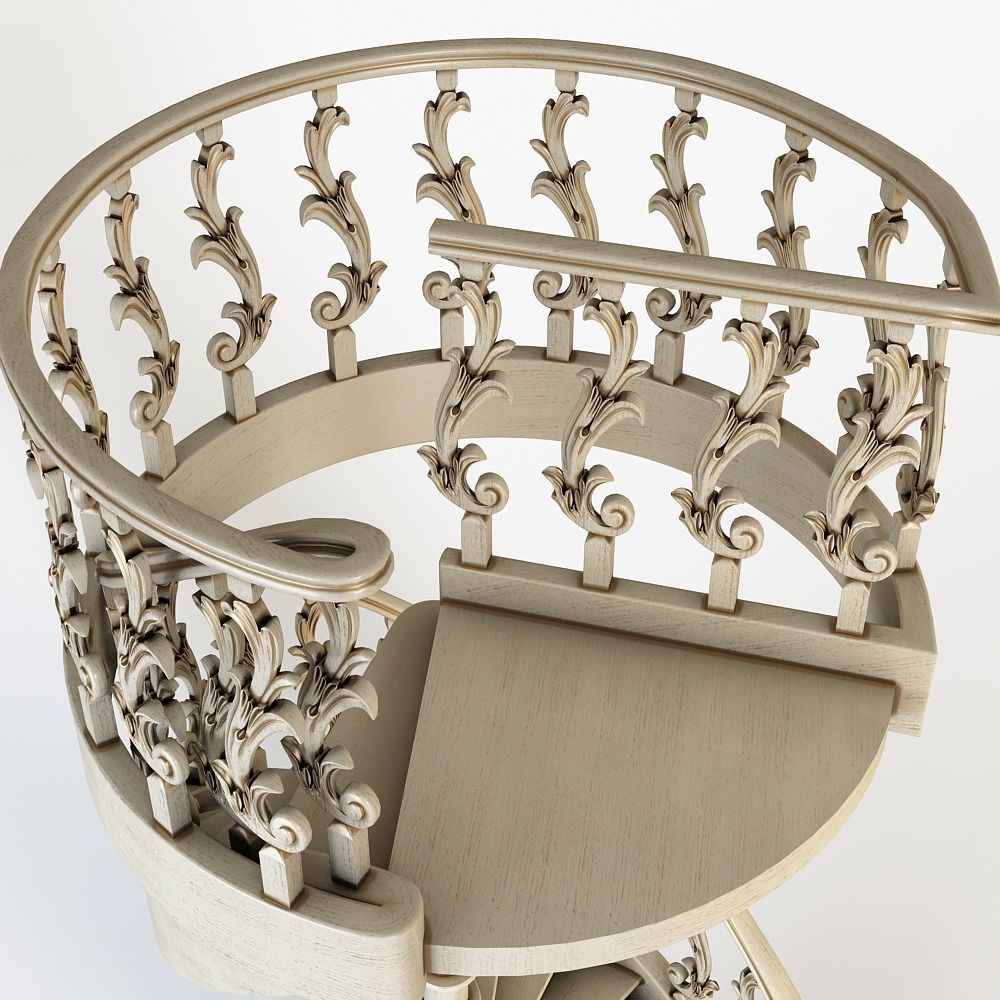 Stairs two spiral staircases 3D model_1