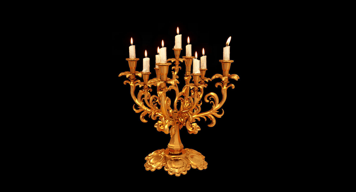 Candlestick 3d model golden candelabra 3D model_4