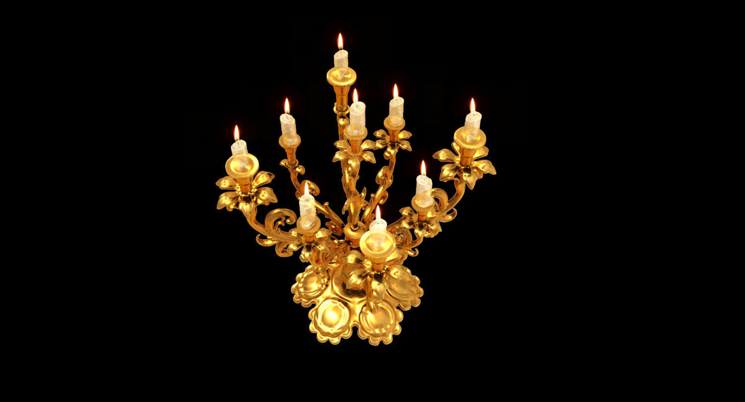 Candlestick 3d model golden candelabra 3D model_5