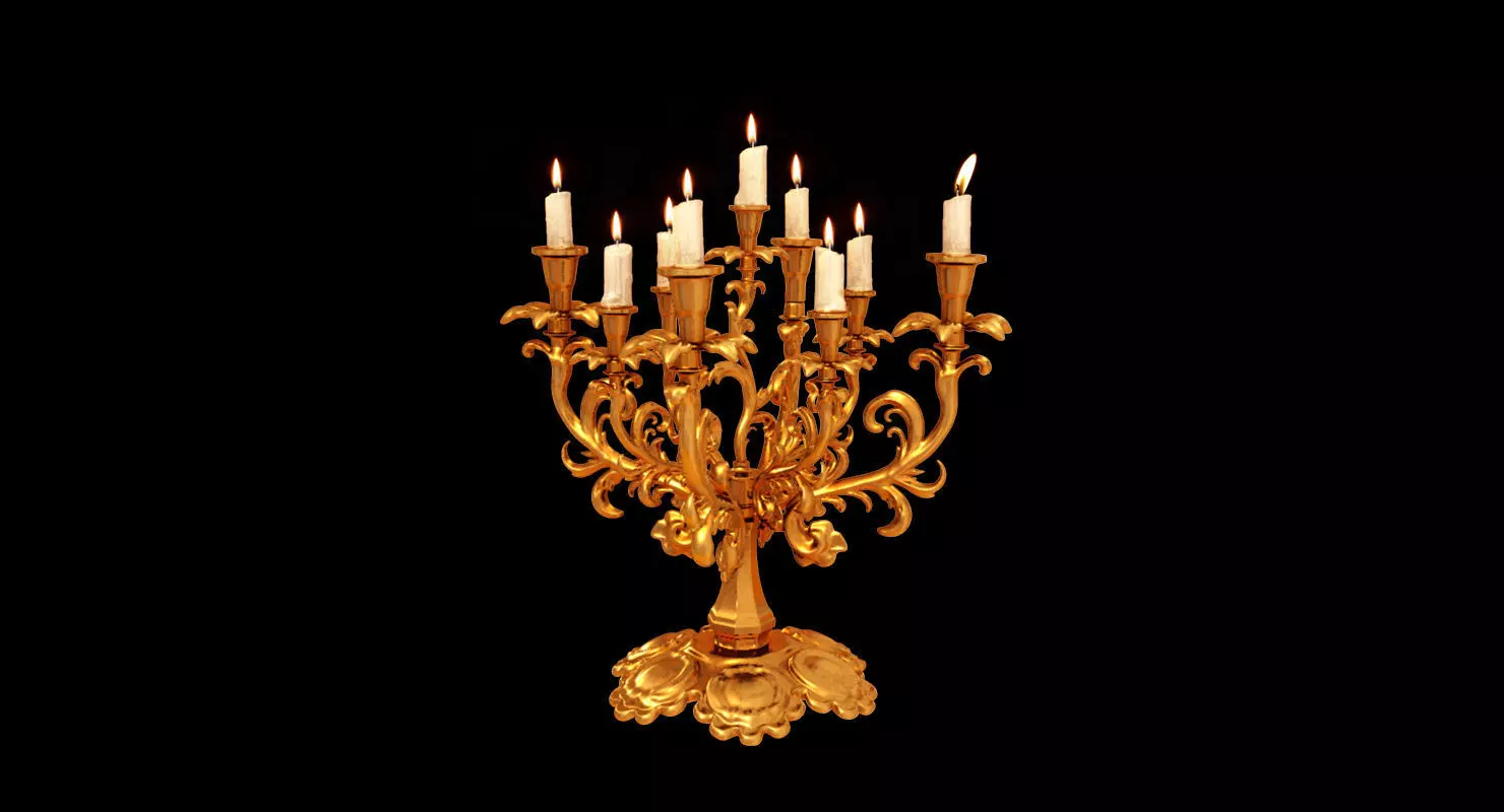 Candlestick 3d model golden candelabra 3D model_0
