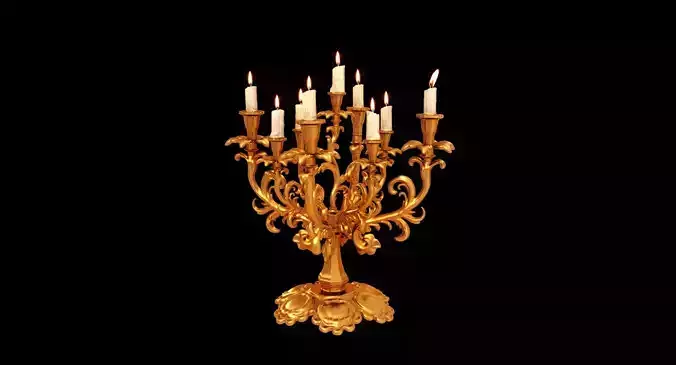Candlestick 3d model golden candelabra