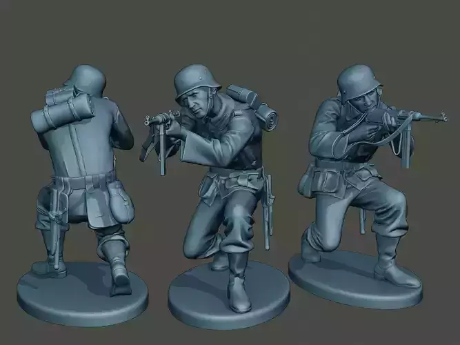 German soldier ww2 Shoot crouched G2 3D print model