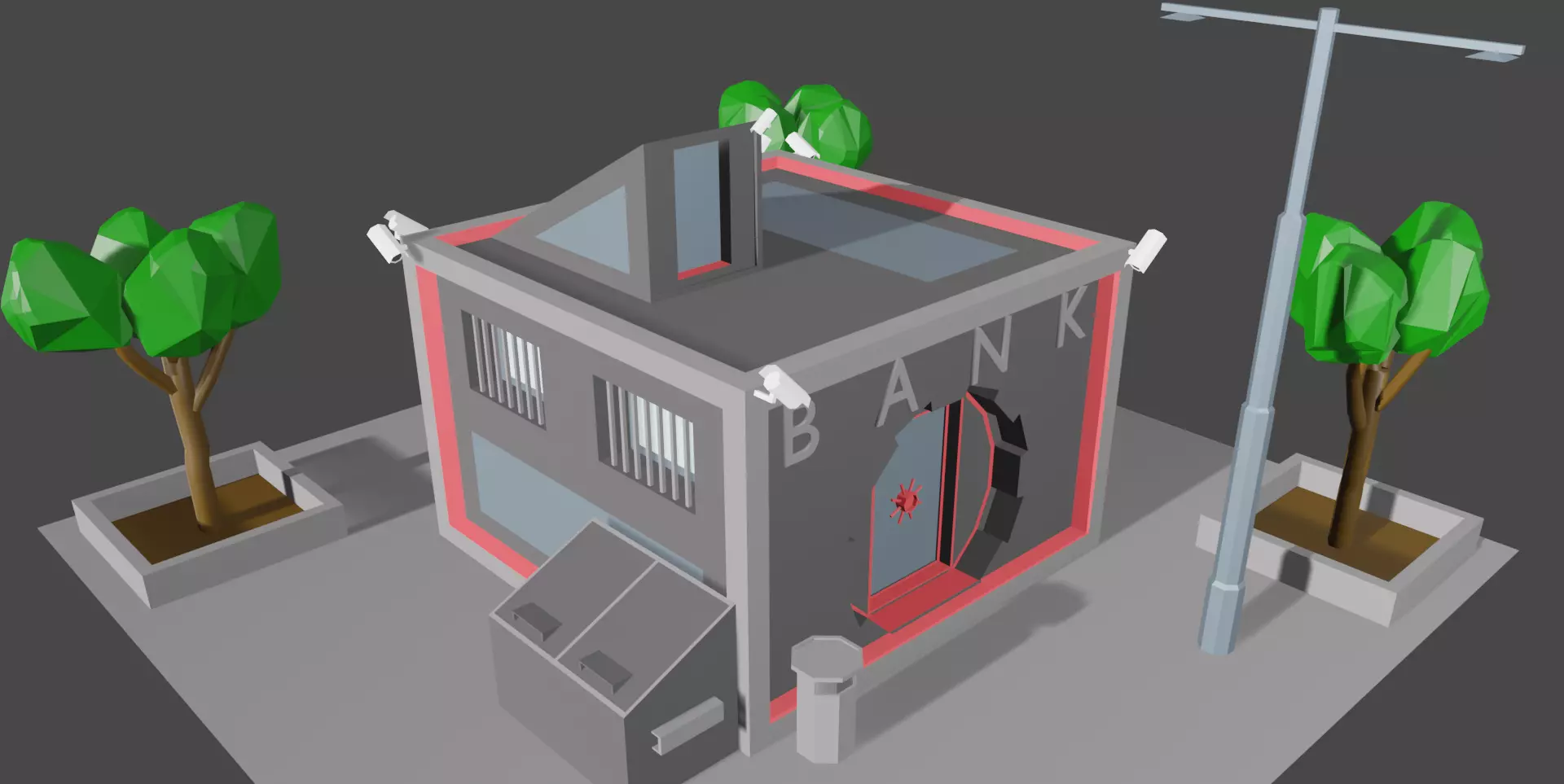 Bank Building Free low-poly 3D model