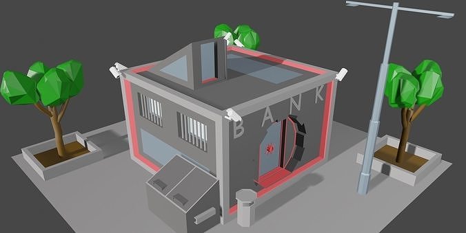 Bank Building Free low-poly 3D model