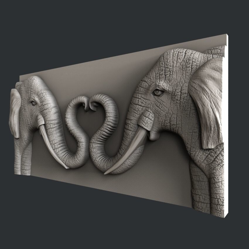 3d STL models for CNC router love elephant 3D model_2