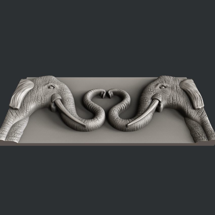 3d STL models for CNC router love elephant 3D model_3
