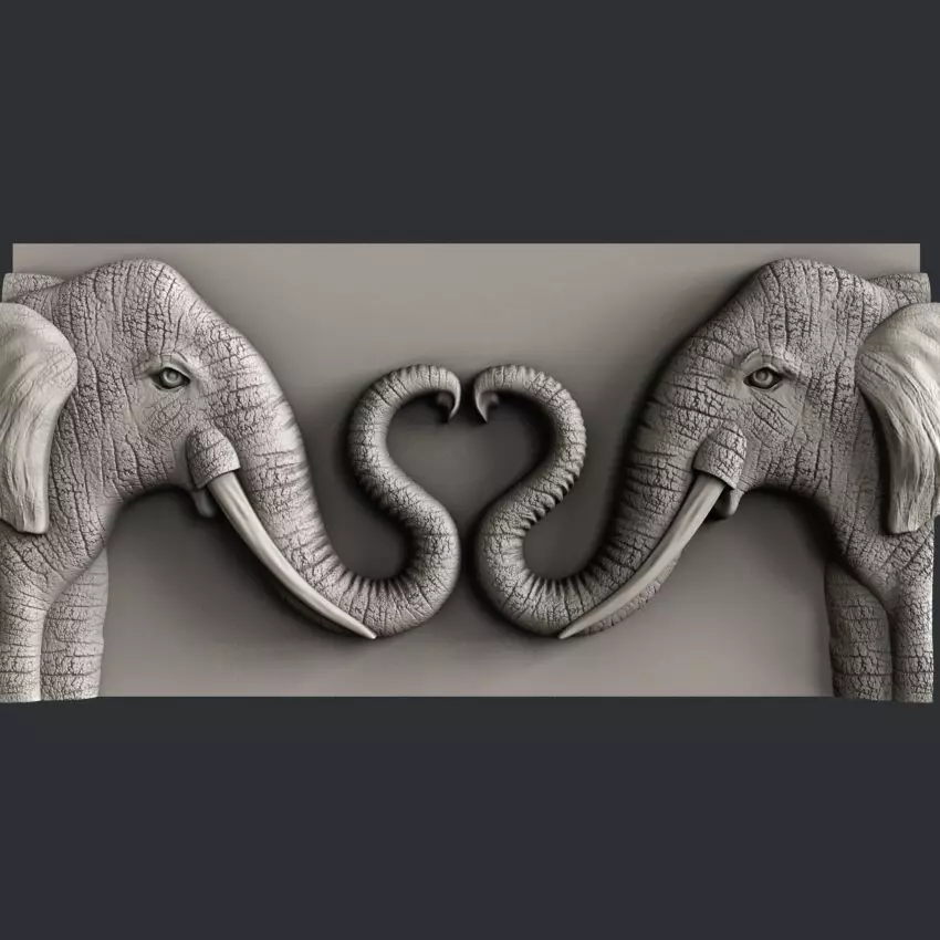 3d STL models for CNC router love elephant 3D model_0