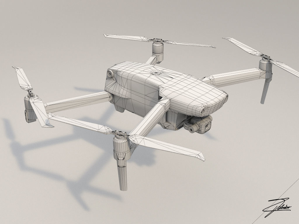 DJI Mavic 2 Low-poly 3D model_9