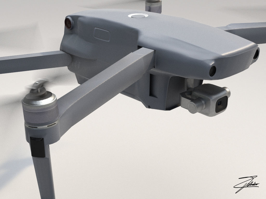DJI Mavic 2 Low-poly 3D model_8