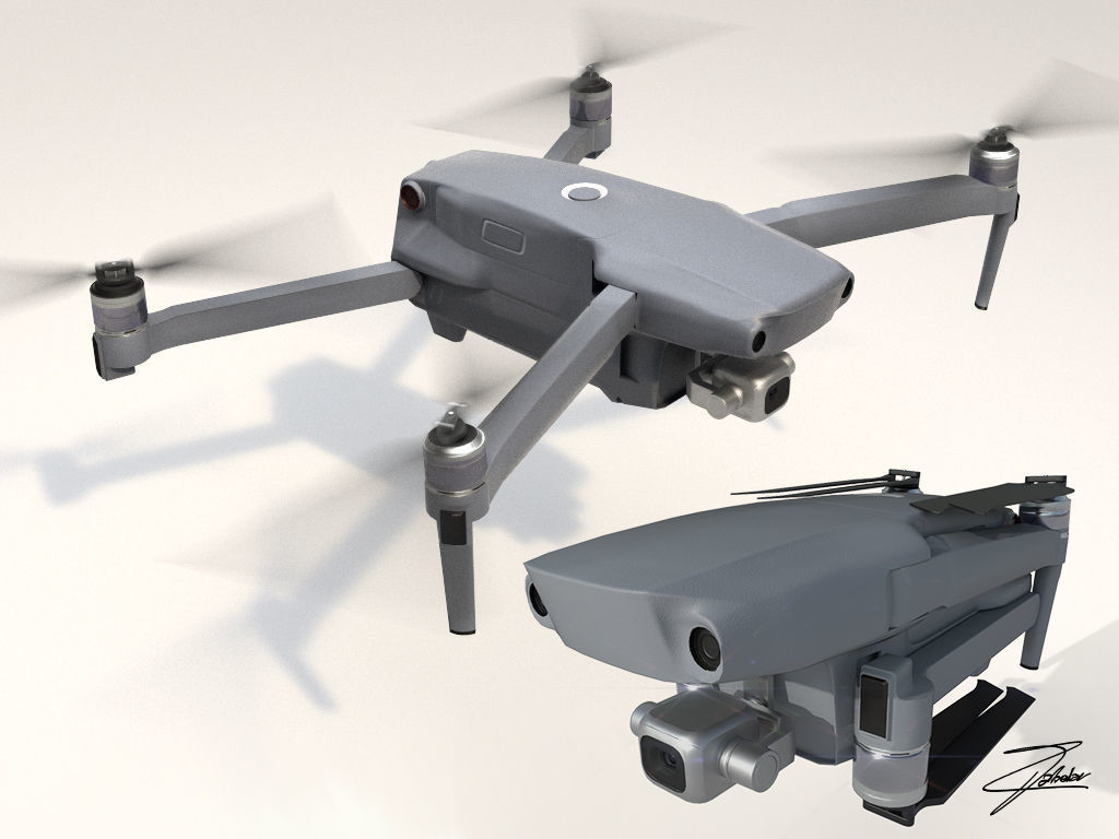 DJI Mavic 2 Low-poly 3D model_2