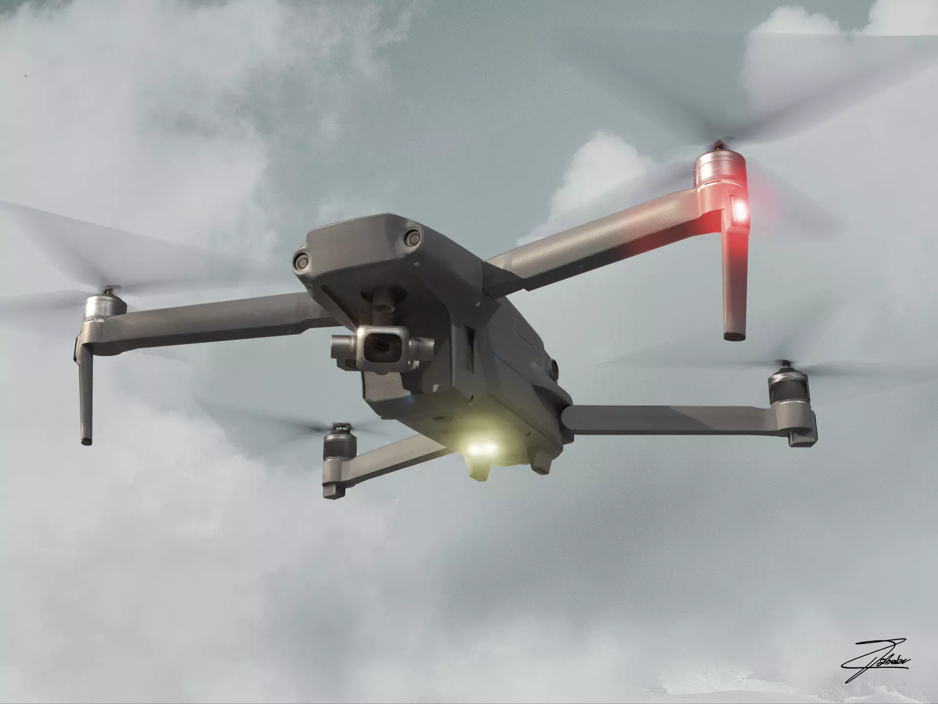 DJI Mavic 2 Low-poly 3D model_0