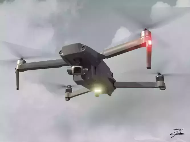 DJI Mavic 2 Low-poly 3D model