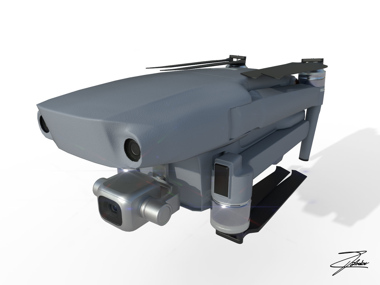 DJI Mavic 2 Low-poly 3D model_12