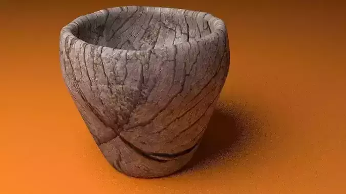 Cup made from wood Free low-poly 3D model