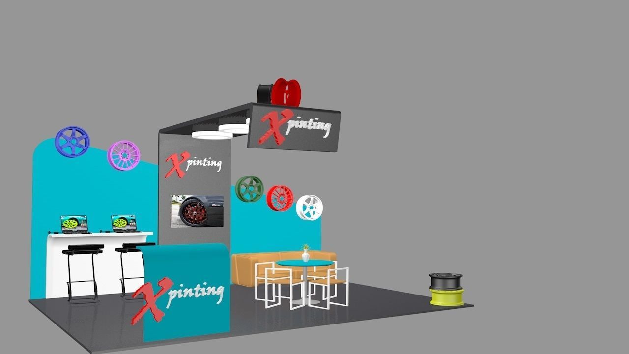 Exhibition booth 3D model_1