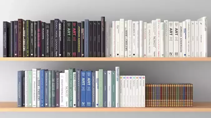 Books A - 58 Unique Books Low-poly 3D model