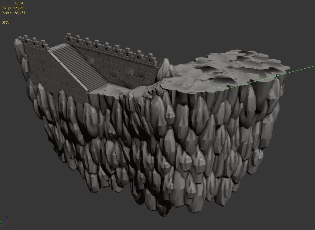 Game Mountain Building - City Wall 63 3D model_3