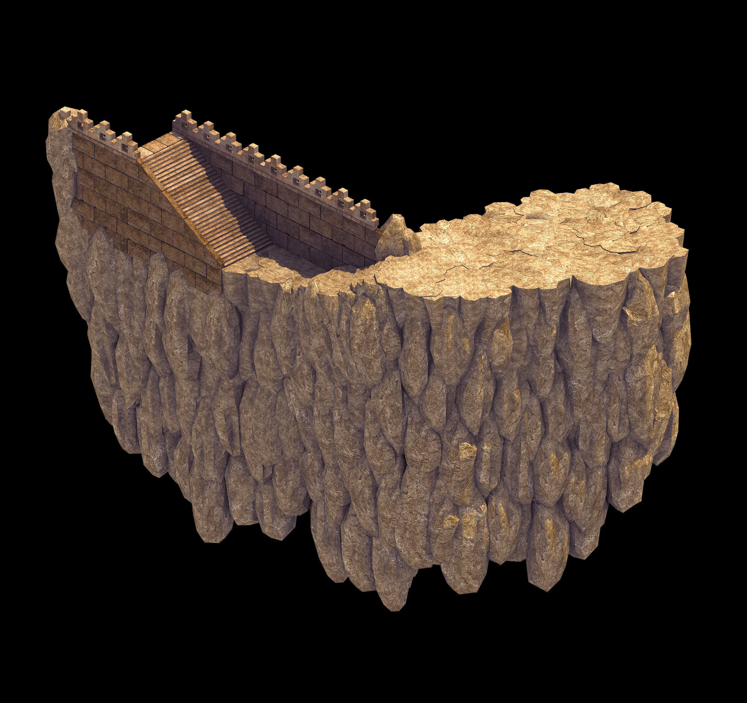 Game Mountain Building - City Wall 63 3D model_1