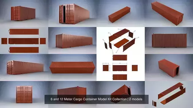 6 and 12 Meter Shipping Container Model Kit Collection 