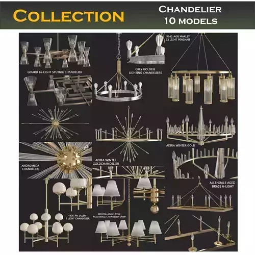 Chandeliers collection 3d models 10 pieces