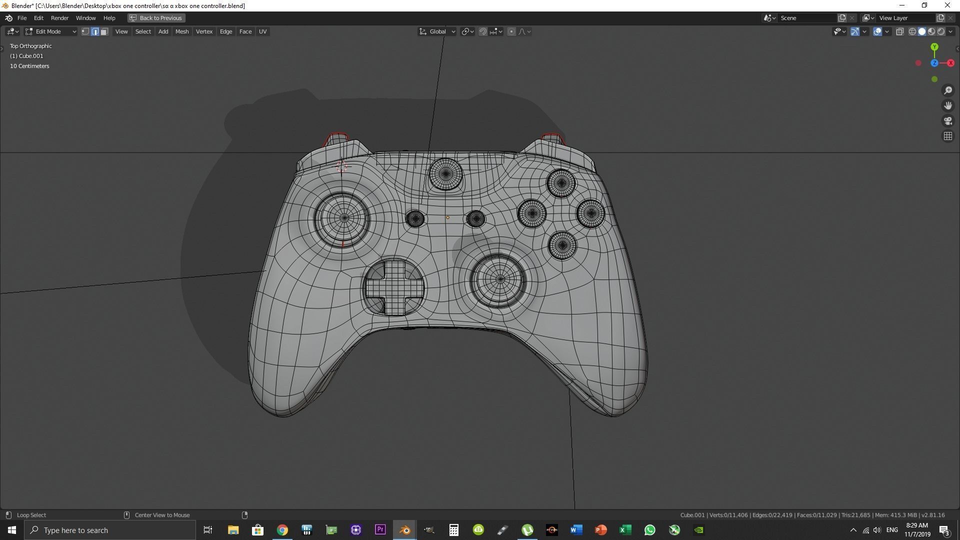 Xbox one style controller Rigged for Blender  Low-poly 3D model_2