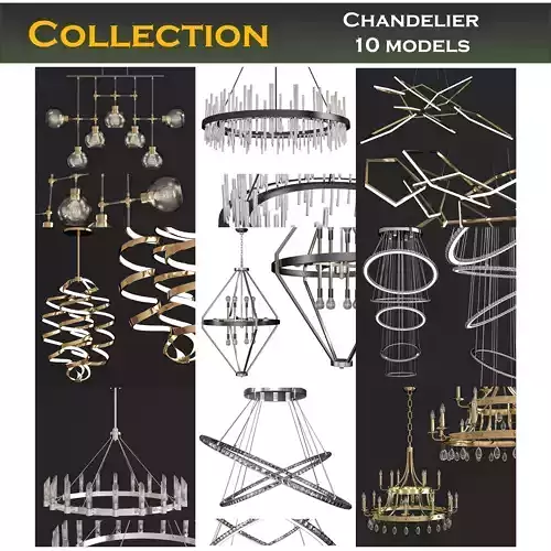 Chandeliers collection 3d models 10 pieces