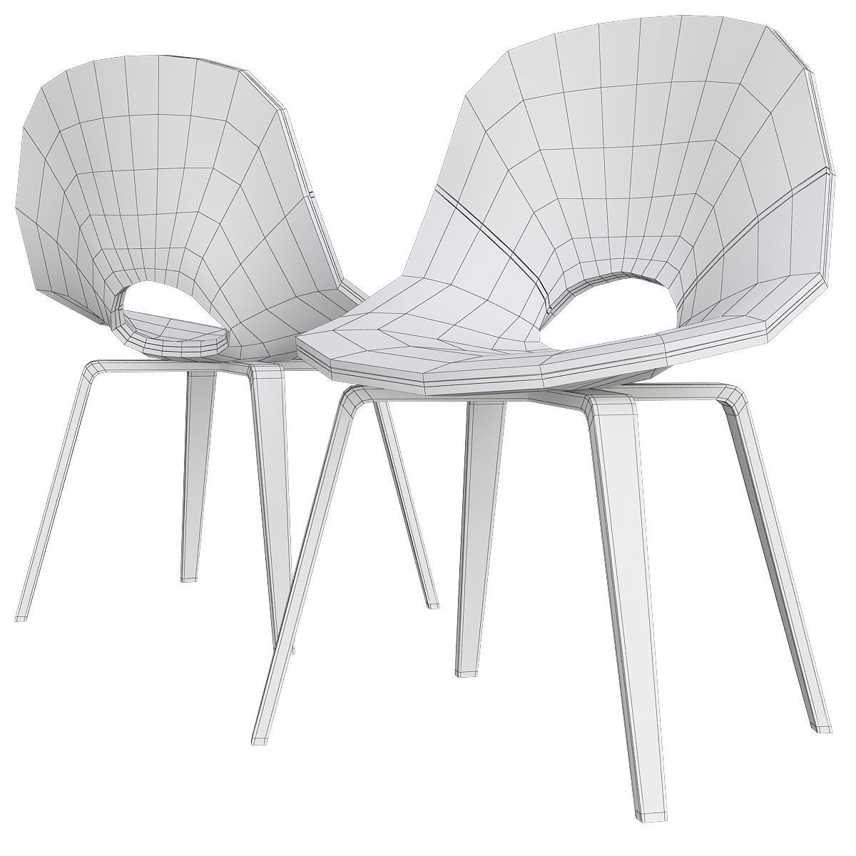 Chairs collection 3d model 10 piece Low-poly 3D model_17