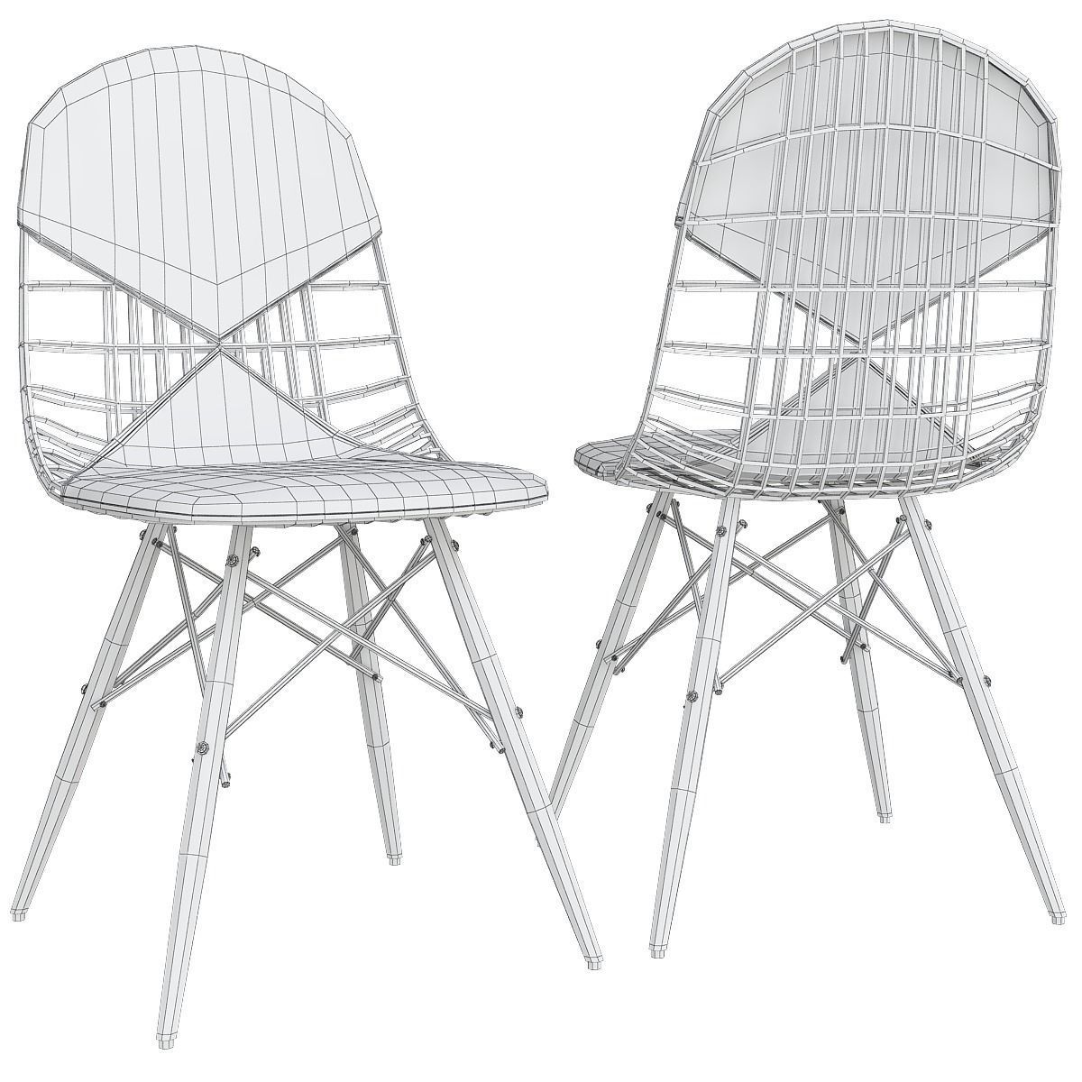 Chairs collection 3d model 10 piece Low-poly 3D model_10