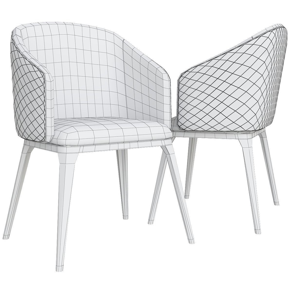 Chairs collection 3d model 10 piece Low-poly 3D model_22