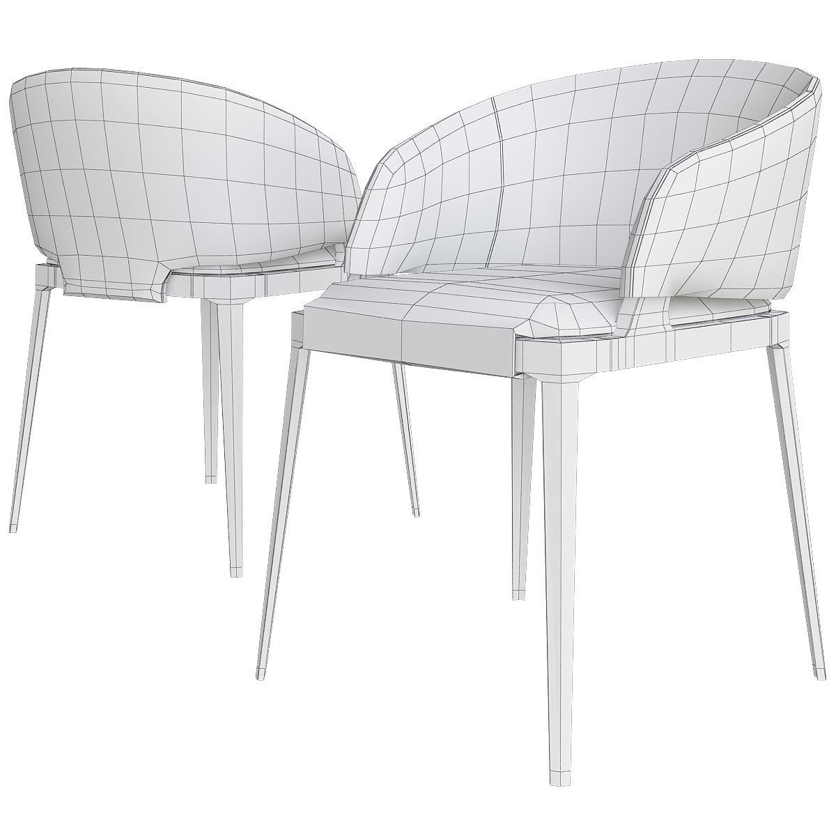 Chairs collection 3d model 10 piece Low-poly 3D model_45