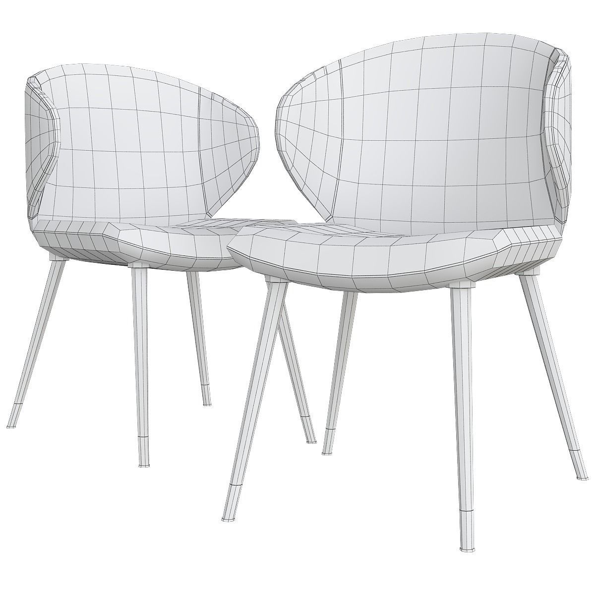 Chairs collection 3d model 10 piece Low-poly 3D model_47