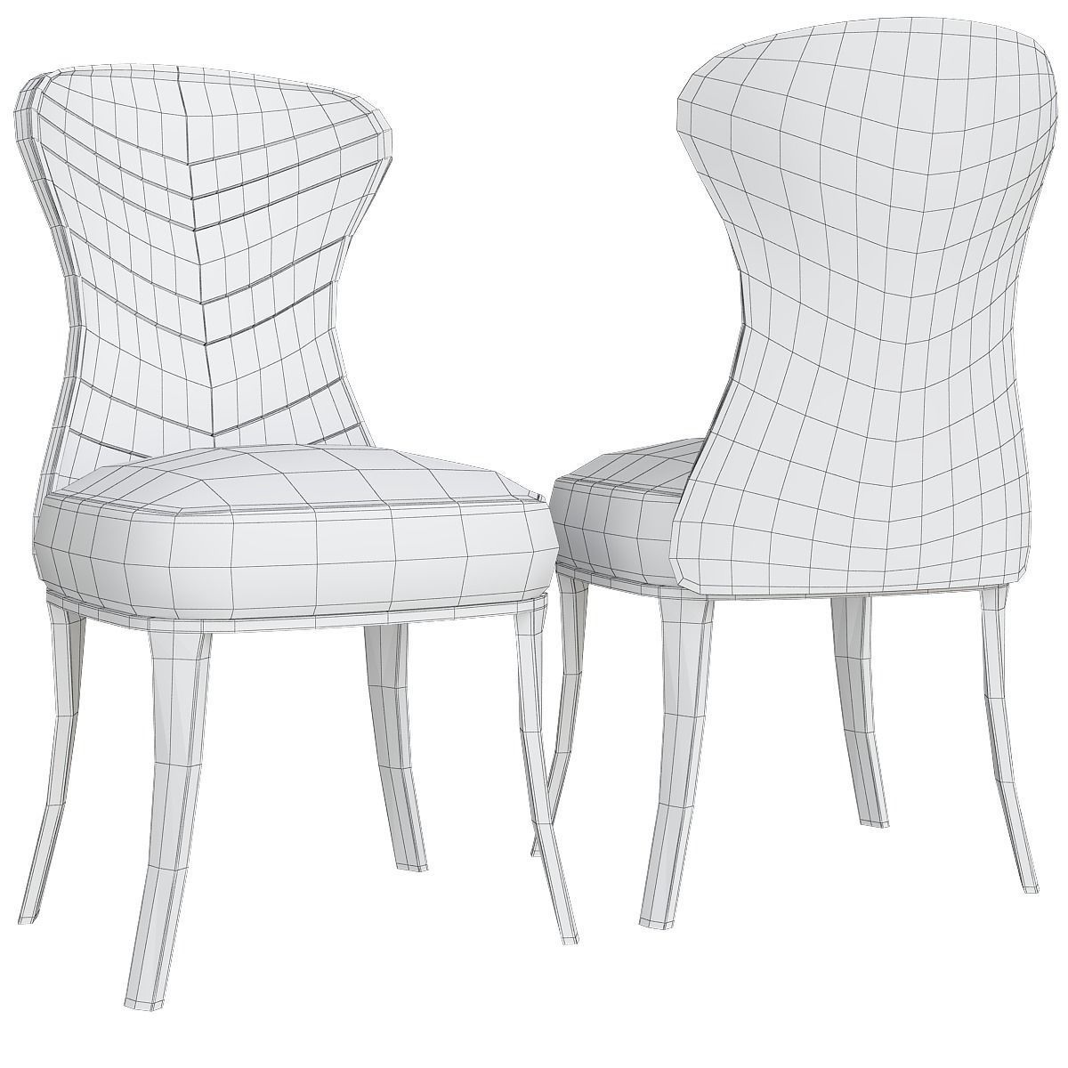 Chairs collection 3d model 10 piece Low-poly 3D model_12