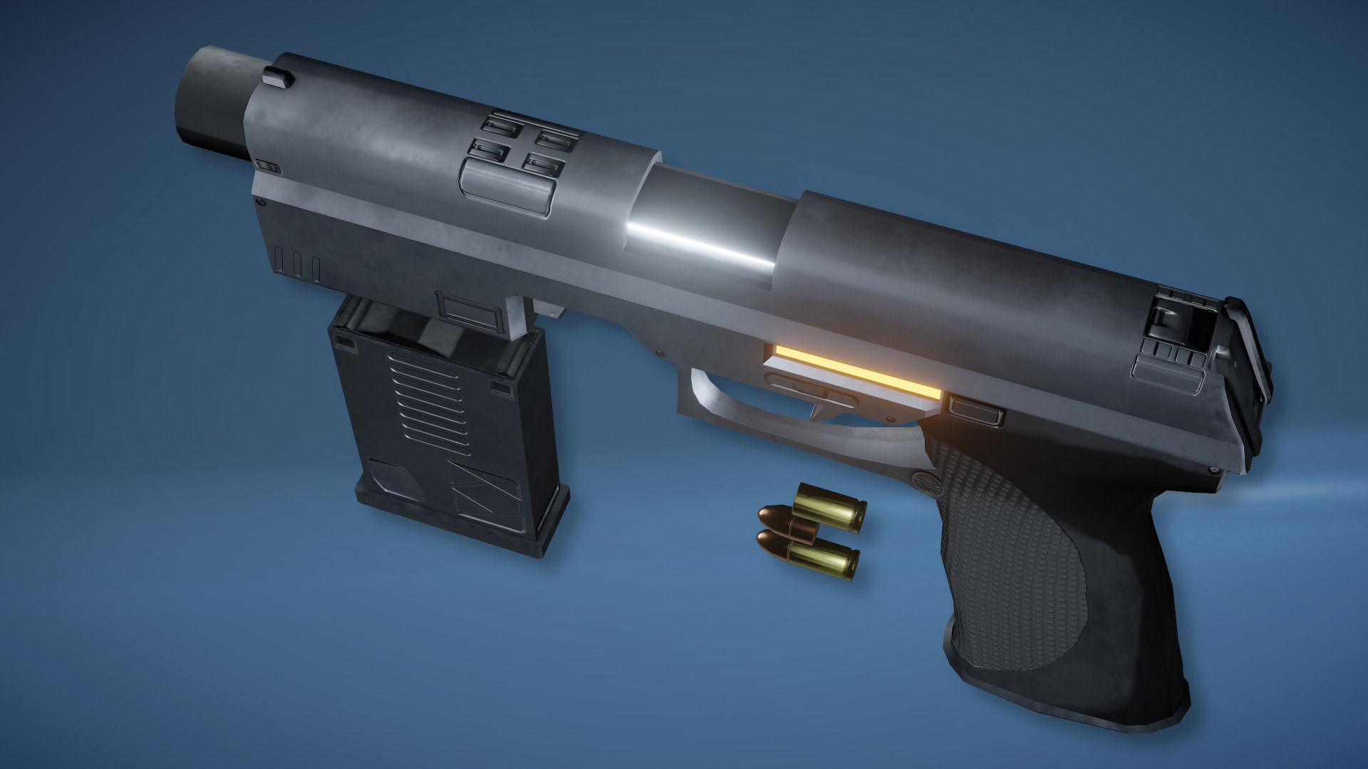 Futuristic Handgun Low-poly 3D model_3