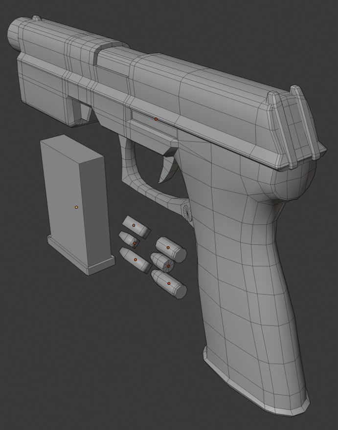 Futuristic Handgun Low-poly 3D model_12