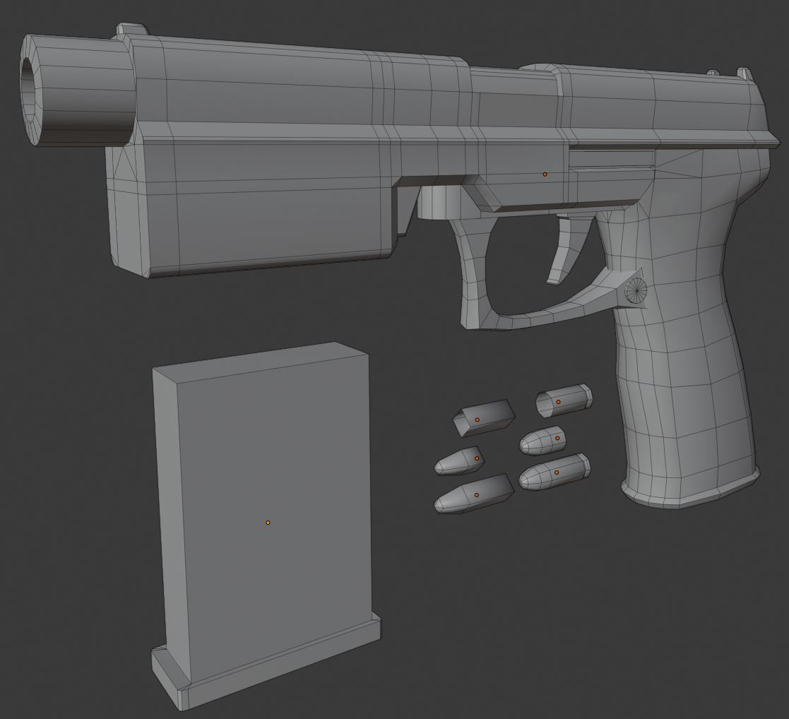 Futuristic Handgun Low-poly 3D model_11